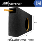 LAB OEM-Spec 0.60 ft^3 Ported Shallow-Mount MDF Enclosure Box for Single JL Audio 10TW3 Subwoofer