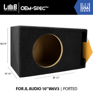 LAB OEM-Spec 0.75 ft^3 Ported MDF Enclosure Box for Single JL Audio 10W6v3 Subwoofer