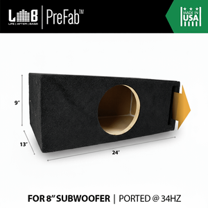 LAB PreFab� 0.80 ft^3 Ported MDF Enclosure Box for Single 8" Round Car Subwoofer