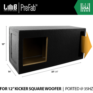 LAB PreFab 3.00 ft^3 Ported MDF Enclosure Box for Single 12" Kicker SoloBaric Square Subwoofer