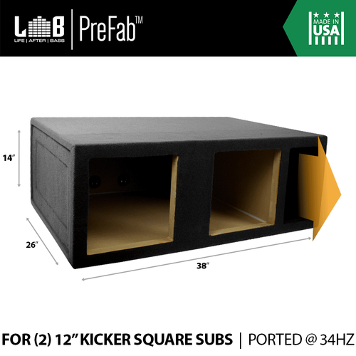 LAB PreFab™ 5.00 ft^3 Ported MDF Enclosure Box for Dual 12