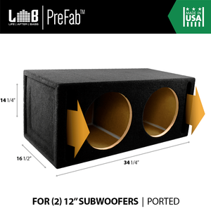 LAB PreFab 2.44 ft^3 Ported MDF Enclosure Box for Dual 12" Round Car Subwoofers