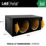 LAB PreFab 2.44 ft^3 Ported MDF Enclosure Box for Dual 12" Round Car Subwoofers