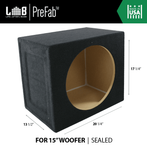 LAB PreFab 2.15 ft^3 Sealed MDF Enclosure Box for Single 15" Round Car Subwoofer