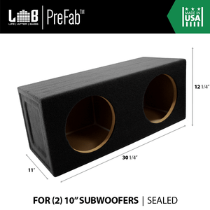 LAB PreFab 1.50 ft^3 Sealed MDF Enclosure Box for Dual 10" Round Car Subwoofers