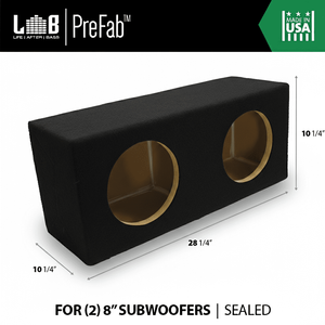 LAB PreFab� 1.20 ft^3 Sealed MDF Enclosure Box for Dual 8" Round Car Subwoofers
