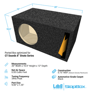 LAB SlapBox 0.55 ft^3 Ported MDF Enclosure Box for Single CT Sounds Strato 8 Subwoofer