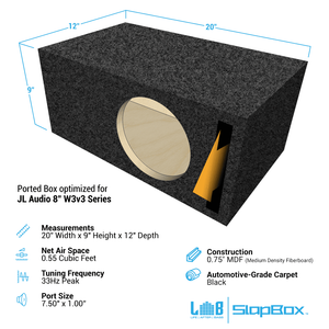 LAB SlapBox 0.55 ft^3 Ported MDF Enclosure for Single JL Audio 8W3v3 Subwoofer