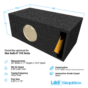 LAB SlapBox 0.95 ft^3 Ported MDF Enclosure Box for Single Skar Audio ZVX-8 Subwoofer