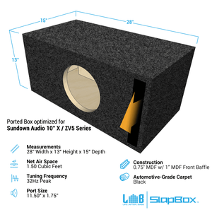 LAB SlapBox 1.50 ft^3 Ported MDF Enclosure Box for Single Sundown Audio Xv3-10 / Zv6-10 Subwoofer