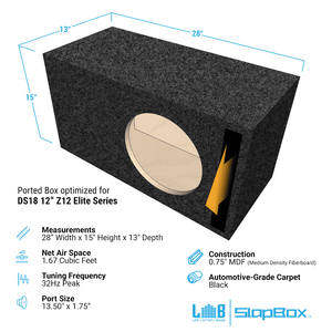 LAB SlapBox 1.67 ft^3 Ported MDF Enclosure Box for Single DS18 Elite Z12 Subwoofer