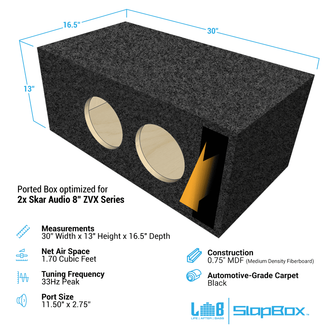 LAB SlapBox™ 1.70 ft^3 Ported MDF Enclosure Box for Dual Skar