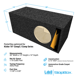 LAB SlapBox 1.75 ft^3 Ported MDF Enclosure Box for Single Kicker CWC10 CompC / C10 Comp Sub