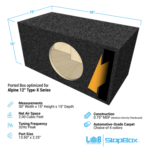 LAB SlapBox™ 2.00 ft^3 Ported MDF Enclosure Box for Single Alpine