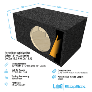 Sonix Enclosures Stage 2 Ported MDF Subwoofer Box - Fits Orion HCCA10 10-inch Sub