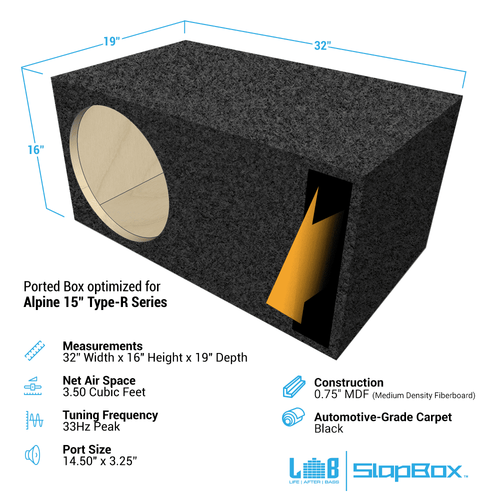 LAB SlapBox™ 3.50 ft^3 Ported MDF Enclosure Box for Single Alpine