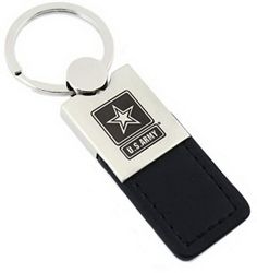 Au-Tomotive Gold Official Licensed for US Army Duo Leather Chrome Keychain Key Ring Fob - click to enlarge" name="primaryimage