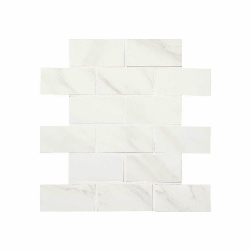 American Olean Mirasol Bianco Carrara Mosaic Brick-joint 2" x 4"