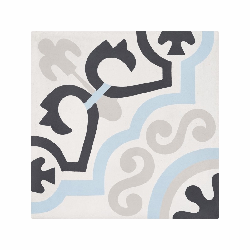 Bati Orient Cement Tile Classic Off White With Dark Grey Light Grey And Light Blue