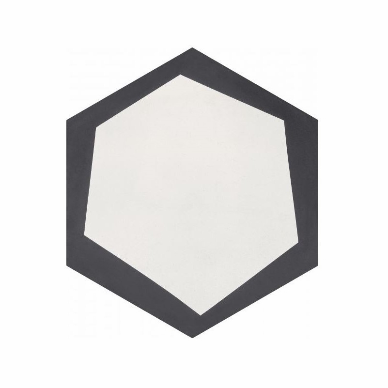 Bati Orient Cement Tile Hexagon Modern Antracite Off White