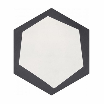 Bati Orient Cement Tile Hexagon Modern Antracite Off White