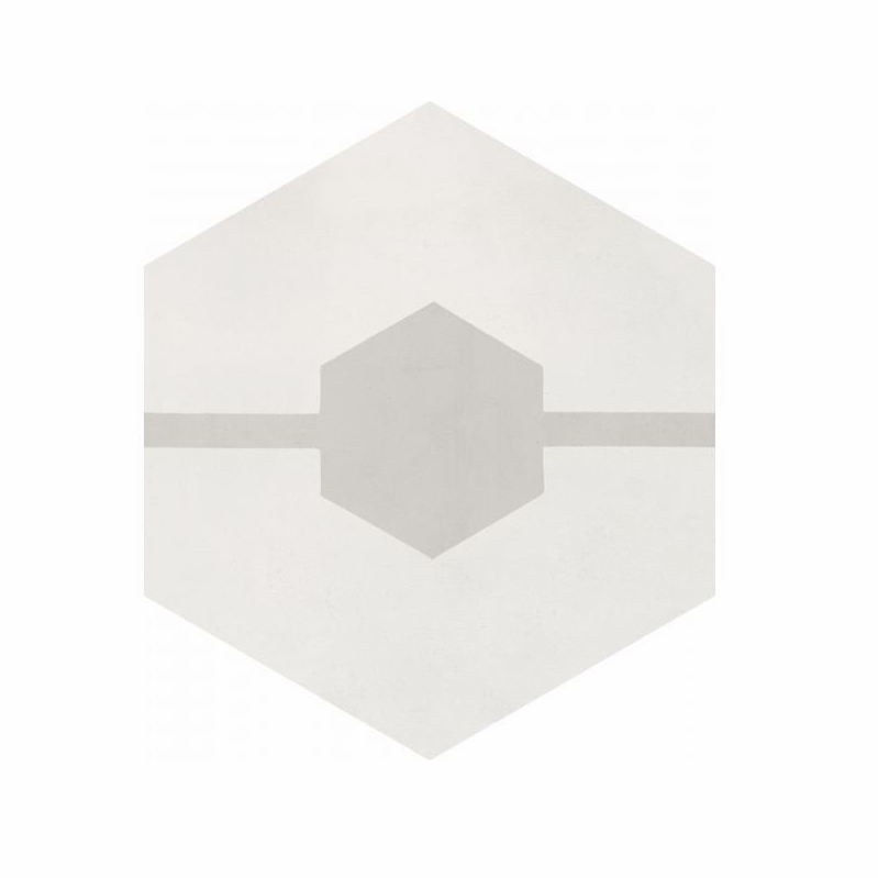 Bati Orient Cement Tile Hexagon Modern Double Hex Light Grey Off White