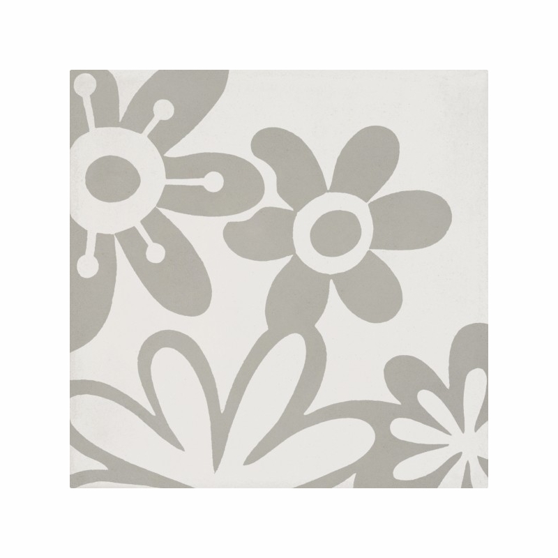 Bati Orient Cement Tile Modern Flower Off White Grey