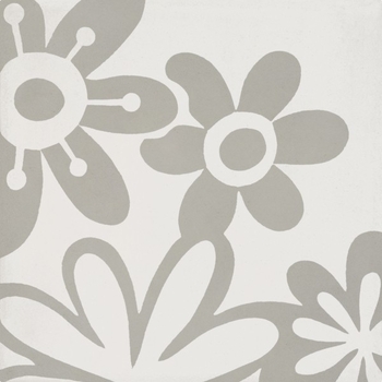Bati Orient Cement Tile Modern Flower Off White Grey