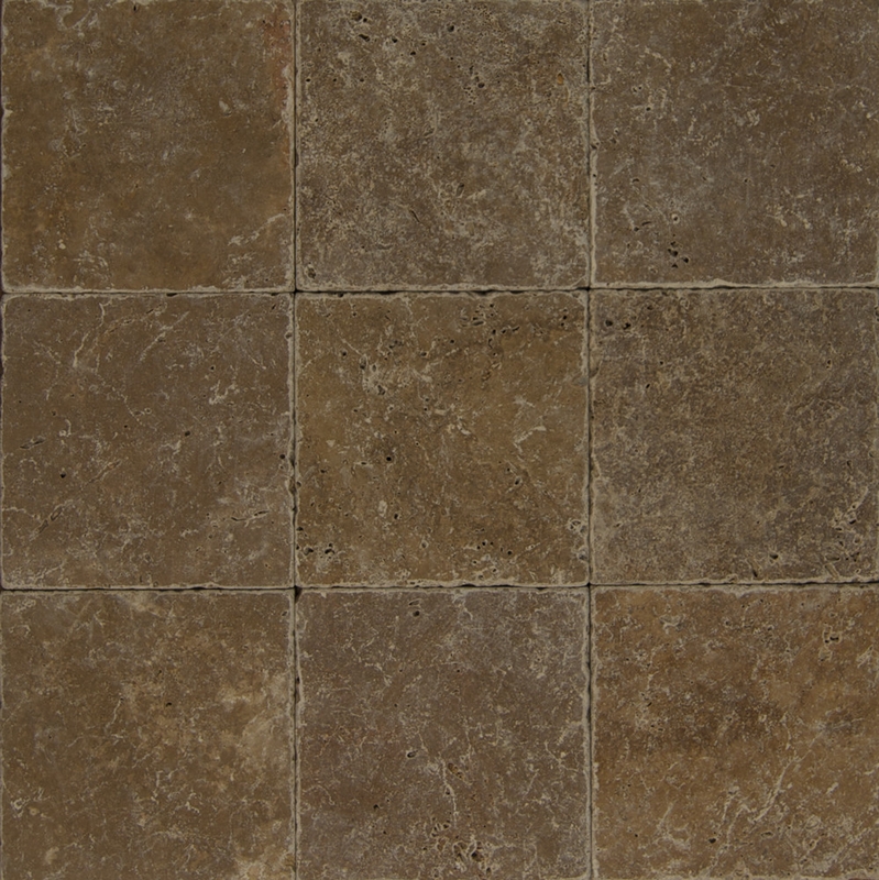 Bedrosians Pavers Travertine Tile Cobblestone Brown 16" x 16"