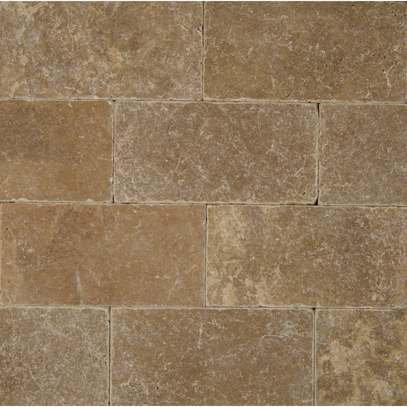 Bedrosians Pavers Travertine Tile Cobblestone Brown 16" x 24"