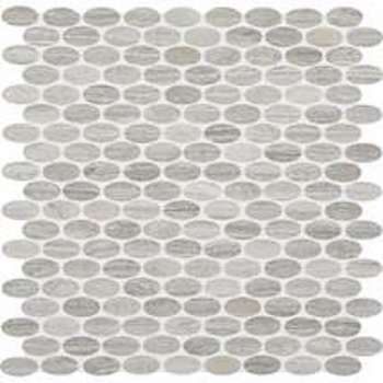 Daltile Stone Mosaic Chenille White Oval