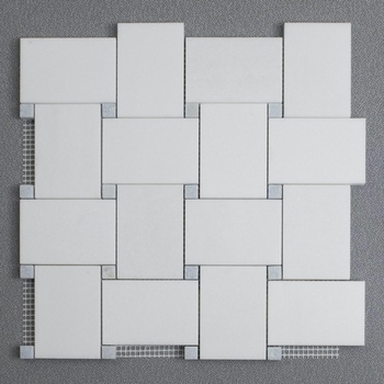 Meridian Carrara White Thassos Marble Waterjet Mosaic 12" x 12"