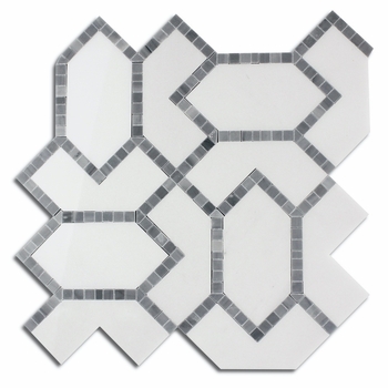 Meridian Jiangxi Grey Volakas White Marble Waterjet Mosaic