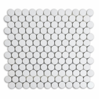 Meridian Penny Round Thassos Marble Polished Mosaic 1"