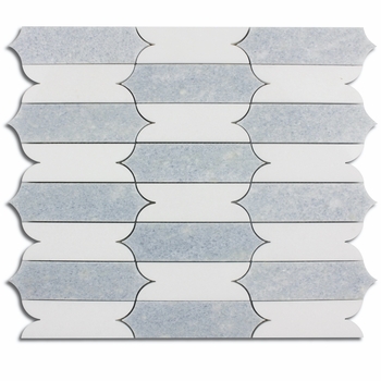 Meridian Thassos Blue Celeste Marble Waterjet Mosaic 12" x 13"