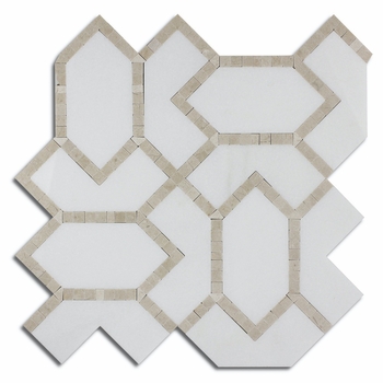 Meridian Thassos Crema Marfil Marble Waterjet Mosaic