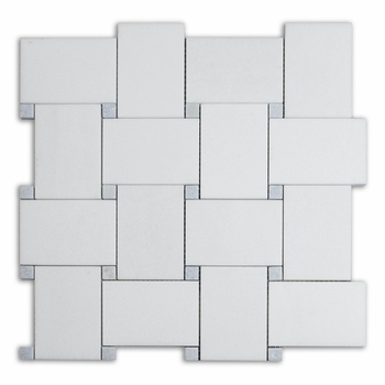 Meridian Thassos with Bold Basketweave Mosaic