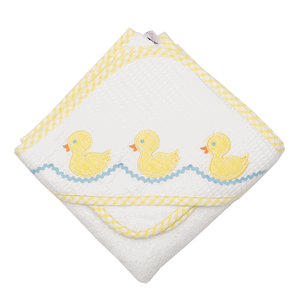 3 Marthas Boutique Hooded Towel and Washcloth - Yellow Duckie