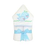 3 Marthas Everykid Hooded Towel - Whale Waves Blue