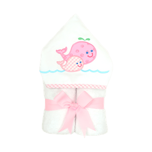 3 Marthas Everykid Hooded Towel - Whale Waves Pink