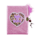 3C4G Born to Sparkle Glitter Confetti Locking Journal with Feather Pen