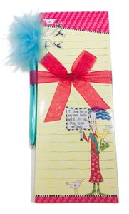 Dolly Mama Magnetic Memo Pad with Feather Pen - I know I'm in my own little world...