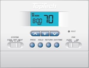 Top Tech TT-P-411 Programmable Wired Wall Thermostat For PTACs w/Electric Heat