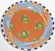 Black and White Vegetable/Artichoke Shallow Round Bowl