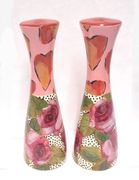 Hearts and Roses Tall Salt and Pepper Shakers