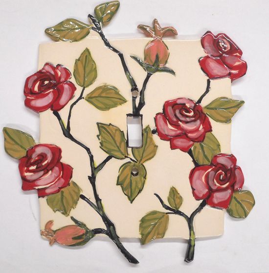 Red Rose Large Light Switch Cover Droll Designs