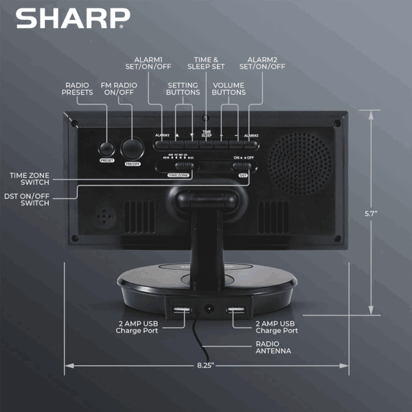 Spy Camera 1080P Hidden Camera Built into a SHARP Alarm Clock Radio Nanny Cam