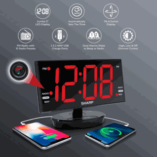 Spy Camera 1080P Hidden Camera Built into a SHARP Alarm Clock Radio Nanny Cam