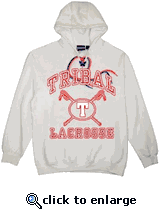 Tribal Lacrosse White Hooded Sweatshirt with Red & White Laces