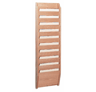 Step Rack Chart Holder Wall Mounted Chart Racks 8 Pocket Wall Mount Oak Literature Rack